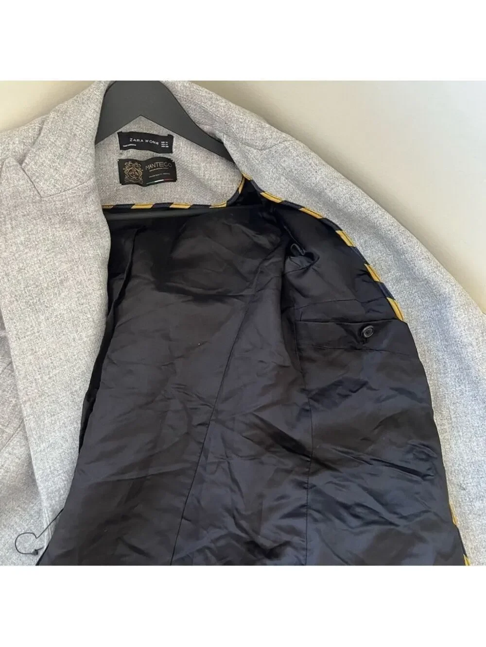 NEW ZARA DOUBLE BREASTED MANTECO PREMIUM QUALITY FABRICS COAT GRAY Sz M - Picture 8 of 12